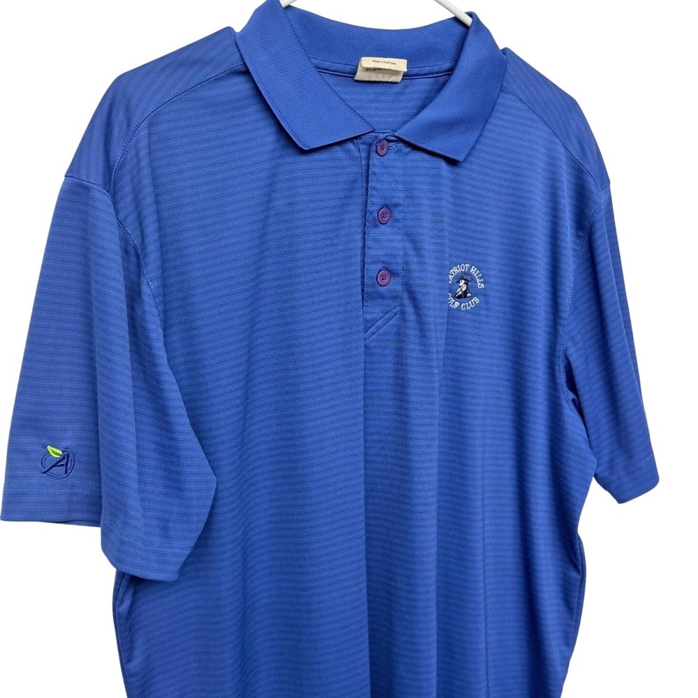 Patriot Hills Golf Club Polo Shirt Bamboo Charcoal Medium Blue Preppy Sporty